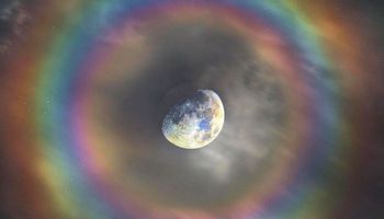 Księżyc otoczony niebiańską tęczą! Fenomenalne zjawisko uchwycone na zdjęciu robi wrażenie