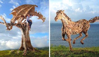 29  niezwykłych rzeźb z drewna wyrzuconego przez morza i rzeki, które trudno opisać słowami…