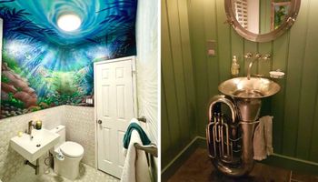 17 małych, wielkich rzeczy w łazienkach, które inspirują kreatywnością