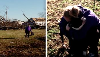 Po przejściu straszliwego tornado, kobieta odnajduje w stertach gruzu swojego ukochanego psa