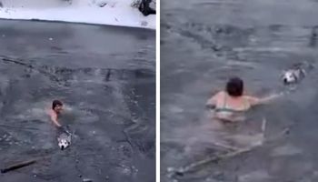 65-latka z Rosji wskakuje w bieliźnie do zamarzniętej wody. Ratowała życie zrozpaczonego psa