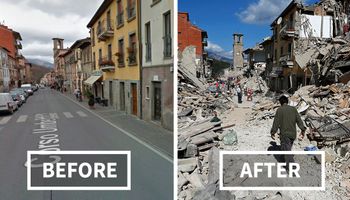 15 zdjęć przed i po trzęsieniach Ziemi we Włoszech. Wstrząsające widoki doprowadzają do łez!
