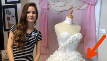 Nastolatka sama wykonała tę suknię ślubną. Kiedy zobaczysz z czego ją zrobiła, nie uwierzysz