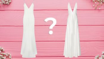 Sukienki ślubne, które są do siebie podobne, ale ich ceny znacząco się różnią. Która jest tańsza?