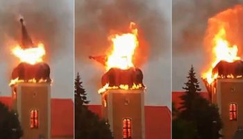 Pożar kościoła w miejscowości Frednowy