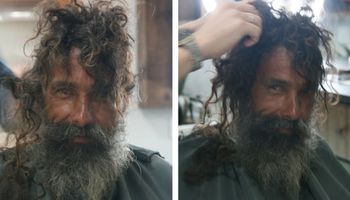 Trzy lata mieszkał na ulicy.Znajomy fryzjer dokonał z jego wyglądem niemożliwego