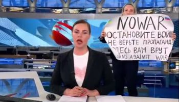 protest w rosyjskiej telewizji
