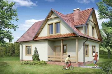  Projekt domu 129 z wykuszem drewniany (WAN1027) - projekt domu parterowego z poddaszem - Zdjęcie 1