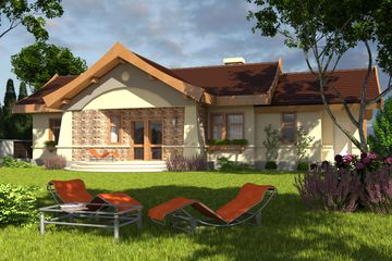  Projekt domu Kuropatwa z garażem 1-st. [A] (WRF1106) - projekt domu parterowego - Zdjęcie 2