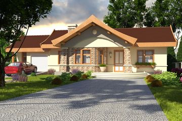  Projekt domu Kuropatwa z garażem 1-st. [A] (WRF1106) - projekt domu parterowego - Zdjęcie 1