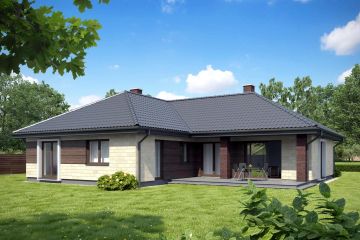 Projekt domu TK32 - parterowy dom o powierzchni 130,49 m², dach wielospadowy - ujęcie 3
