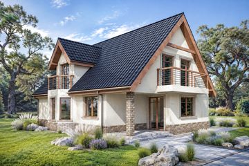 Projekt domu Amelia - parterowy z poddaszem dom o powierzchni 185,90 m², dach dwuspadowy, koszt budowy 485 000 zł - ujęcie frontu