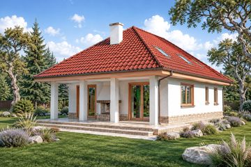 Projekt domu Fiona wersja B - parterowy z poddaszem dom o powierzchni 169,60 m², dach kopertowy - ujęcie 2
