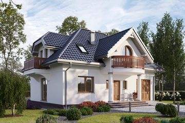 Projekt domu Ślężan Alter (1041) - parterowy z poddaszem dom o powierzchni 123,80 m², dach kopertowy, koszt budowy 331 000 zł - ujęcie frontu