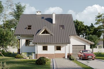 Projekt domu Fiona (1038) - parterowy z poddaszem dom o powierzchni 103,90 m², dach dwuspadowy - ujęcie 2