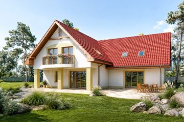 Projekt domu Klaudia 2rodziny - parterowy z poddaszem dom o powierzchni 265,80 m², dach czterospadowy - ujęcie 2