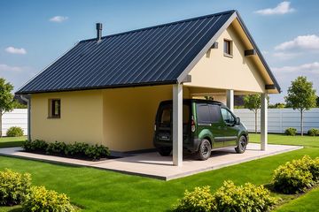  Projekt garażu G20 - Budynek garażowy z wiatą (PRA1019) - projekt garażu parterowego - Zdjęcie 2