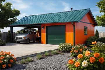  Projekt garażu G21 - Budynek garażowy z wiatą (PRA1020) - projekt garażu parterowego - Zdjęcie 1