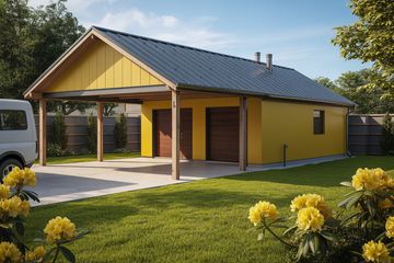  Projekt garażu G30 - Budynek garażowy z wiatą (PRA1029) - projekt garażu parterowego - Zdjęcie 1