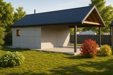  Projekt garażu G31 - Budynek garażowy z wiatą (PRA1030) - projekt garażu parterowego - Zdjęcie 2