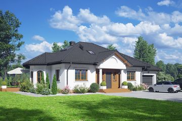  Projekt domu Zadębie średnie z garażem (KRP1185) - projekt domu parterowego - Zdjęcie 1
