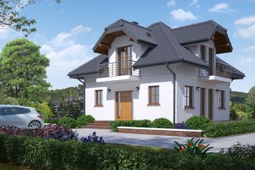  Projekt domu Bobowa (KRP1192) - projekt domu parterowego z poddaszem - Zdjęcie 1