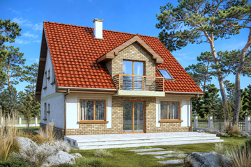 Projekt domu Melka - parterowy z poddaszem dom o powierzchni 146,70 m², dach dwuspadowy - ujęcie 2