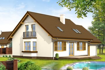  Projekt domu Zgrabny z przedsionkiem (WAH1039) - projekt domu parterowego z poddaszem - Zdjęcie 2