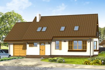  Projekt domu Zgrabny z przedsionkiem (WAH1039) - projekt domu parterowego z poddaszem - Zdjęcie 1