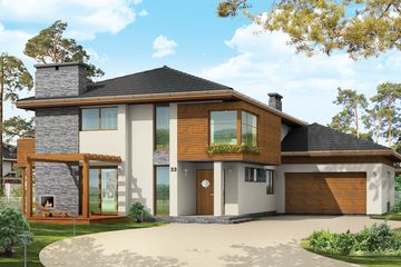  Projekt domu Południowy (WAH1040) - projekt domu z pełnym piętrem - Zdjęcie 1