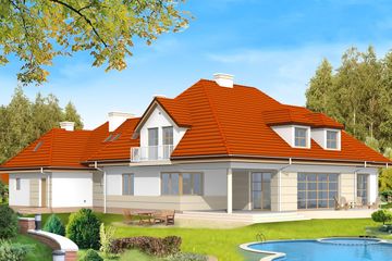  Projekt domu Rezydencja (WAH1052) - projekt domu parterowego z poddaszem - Zdjęcie 2