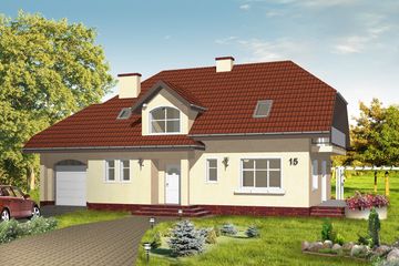  Projekt domu Pogodny 3 (WAH1057) - projekt domu parterowego z poddaszem - Zdjęcie 1