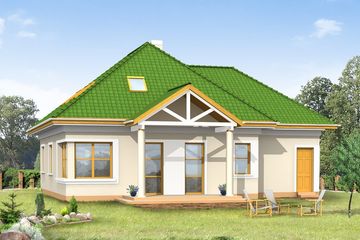Projekt domu Mazurek 2 - parterowy z poddaszem dom o powierzchni 119,84 m², dach wielospadowy - ujęcie 2