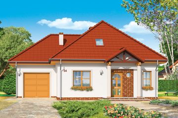  Projekt domu Mazurek 3 (WAH1060) - projekt domu parterowego z poddaszem - Zdjęcie 1