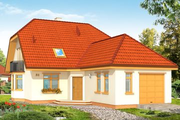  Projekt domu Solidny (WAH1104) - projekt domu parterowego z poddaszem - Zdjęcie 1