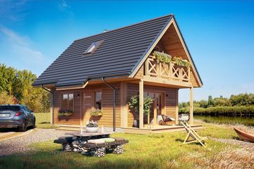  Projekt domu Sosenka drewniana (WAH1109) - projekt domu parterowego z poddaszem - Zdjęcie 3