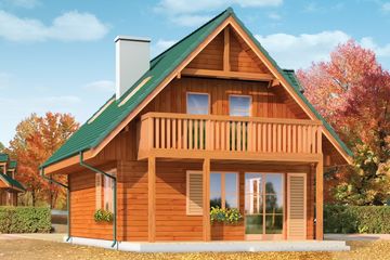  Projekt domu D03 Grześ drewniany (WAH1121) - projekt domu parterowego z poddaszem - Zdjęcie 2