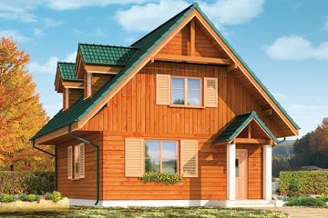  Projekt domu D03 Grześ drewniany (WAH1121) - projekt domu parterowego z poddaszem - Zdjęcie 3