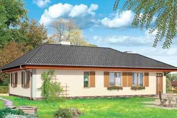 Projekt domu D05 - parterowy dom o powierzchni 109,01 m², dach wielospadowy - ujęcie 2
