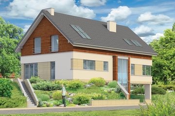  Projekt domu na górce (WAH1128) - projekt domu parterowego z poddaszem - Zdjęcie 2