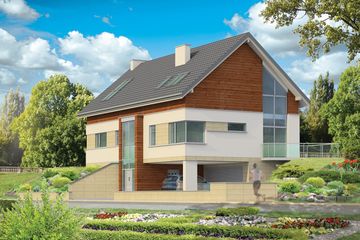  Projekt domu na górce (WAH1128) - projekt domu parterowego z poddaszem - Zdjęcie 1