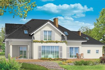  Projekt domu z kolumnami (WAH1131) - projekt domu parterowego z poddaszem - Zdjęcie 2