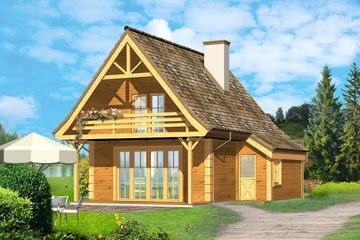  Projekt domu Chatka drewniana (WAH1156) - projekt domu parterowego z poddaszem - Zdjęcie 2