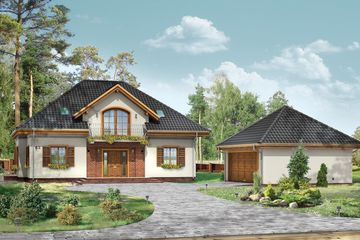  Projekt domu Filip (WAH1183) - projekt domu parterowego z poddaszem - Zdjęcie 1