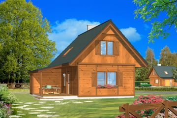  Projekt domu Francik z tarasem (WAH1185) - projekt domu parterowego z poddaszem - Zdjęcie 2