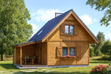  Projekt domu Francik z tarasem (WAH1185) - projekt domu parterowego z poddaszem - Zdjęcie 1