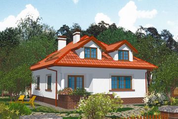 Projekt domu APS 019 - parterowy z poddaszem dom o powierzchni 186,30 m², dach kopertowy - ujęcie 2