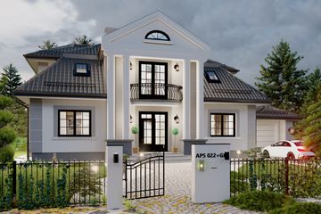  Projekt domu APS 022 + G (LUA1074) - projekt domu parterowego z poddaszem - Zdjęcie 2