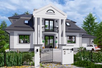  Projekt domu APS 022 + G (LUA1074) - projekt domu parterowego z poddaszem - Zdjęcie 1