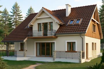 Projekt domu HG-C1A - parterowy z poddaszem dom o powierzchni 129,30 m², dach dwuspadowy - ujęcie 2
